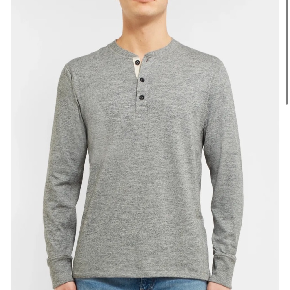 RAG & BONE Men’s Long Sleeve Henley Grey Marled Top S